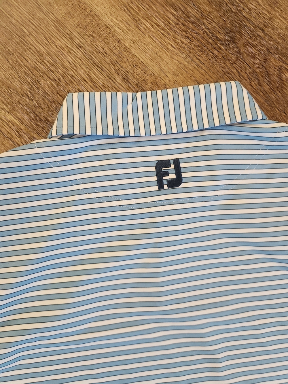 FootJoy NWT Lisle Mini Stripe Men's Golf Polo XL Blue/White Striped Wicking - Picture 10 of 10